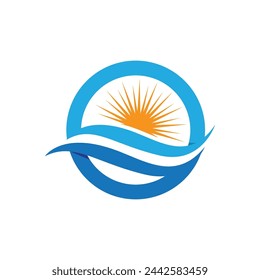 Water wave icon vector illustration design logo