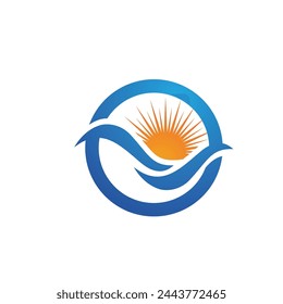 Water wave icon vector illustration design logo