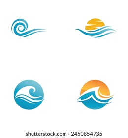 Logo de diseño de Ilustración vectorial de ícono de onda de agua