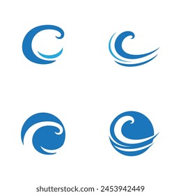 Logo de diseño de Ilustración vectorial de ícono de onda de agua