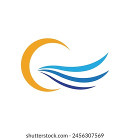 Logo de diseño de Ilustración vectorial de ícono de onda de agua