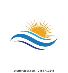 Water wave icon vector illustration design logo