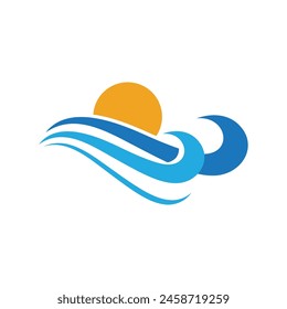 Logo de diseño de Ilustración vectorial de ícono de onda de agua