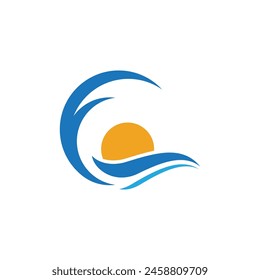 Water wave icon vector illustration design logo