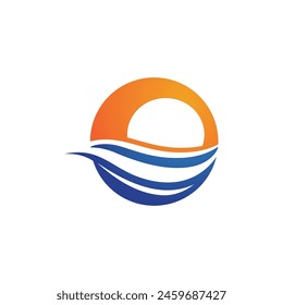 Logo de diseño de Ilustración vectorial de ícono de onda de agua