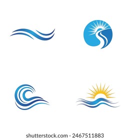 Logo de diseño de Ilustración vectorial de ícono de onda de agua