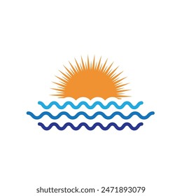 Logo de diseño de Ilustración vectorial de ícono de onda de agua