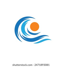 Logo de diseño de Ilustración vectorial de ícono de onda de agua