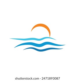 Water wave icon vector illustration design logo