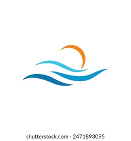 Logo de diseño de Ilustración vectorial de ícono de onda de agua