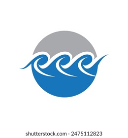 Logo de diseño de Ilustración vectorial de ícono de onda de agua