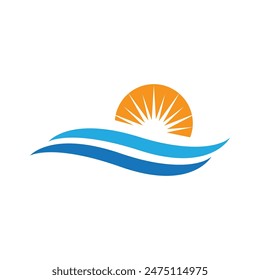 Logo de diseño de Ilustración vectorial de ícono de onda de agua