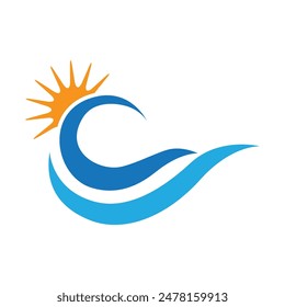 Water wave icon vector illustration design logo