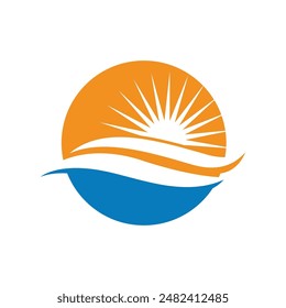 Logo de diseño de Ilustración vectorial de ícono de onda de agua
