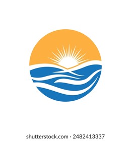 Water wave icon vector illustration design logo