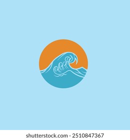 Logotipo de diseño de Ilustración vectorial de icono de onda de agua