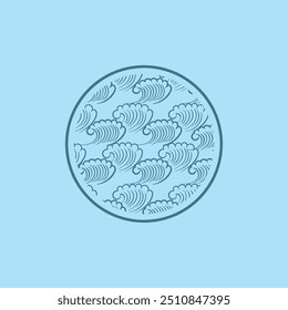 Logotipo de diseño de Ilustración vectorial de icono de onda de agua