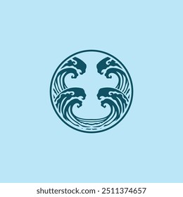 Water wave icon vector illustration design logo