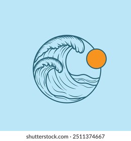 Water wave icon vector illustration design logo