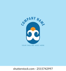 Logotipo de diseño de Ilustración vectorial de icono de onda de agua