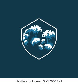 Logotipo de diseño de Ilustración vectorial de icono de onda de agua