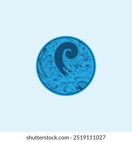 Logotipo de diseño de Ilustración vectorial de icono de onda de agua