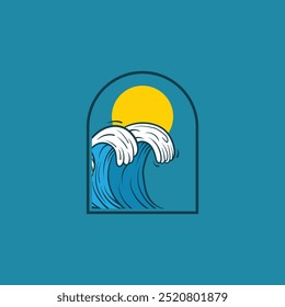 Water wave icon vector illustration design logo