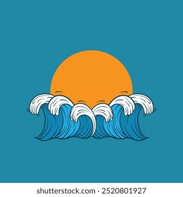 Logotipo de diseño de Ilustración vectorial de icono de onda de agua