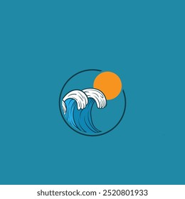 Logotipo de diseño de Ilustración vectorial de icono de onda de agua