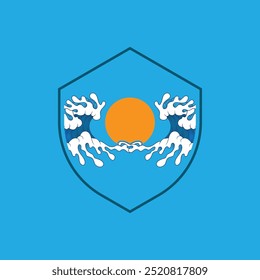 Logotipo de diseño de Ilustración vectorial de icono de onda de agua