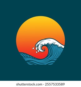 Water wave icon vector illustration design logo