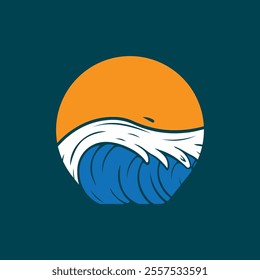 Water wave icon vector illustration design logo
