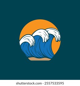 Water wave icon vector illustration design logo