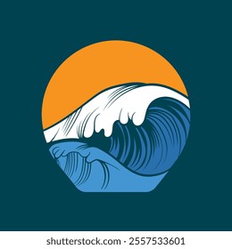Water wave icon vector illustration design logo