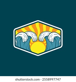 Water wave icon vector illustration design logo