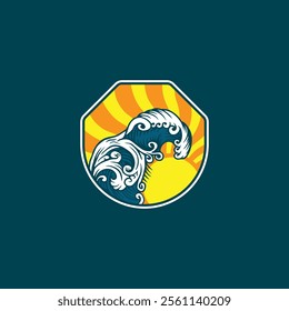 Water wave icon vector illustration design logo