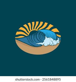 Water wave icon vector illustration design logo