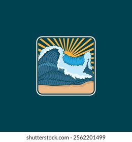 Water wave icon vector illustration design logo