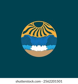 Water wave icon vector illustration design logo