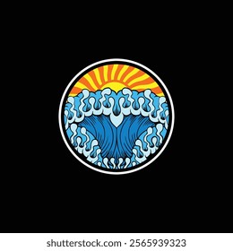 Water wave icon vector illustration design logo