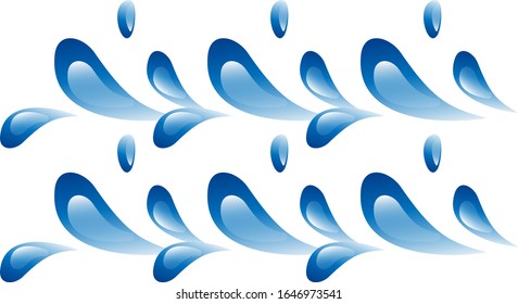 Water Wave Icon. Vector Isolated On White Background. Hand Drawn Water Wave Icon. For Water Logo, Sign, Symbol, Surfing Icon, Sea And Ocean Logo. Abstract Ocean Waves Vector