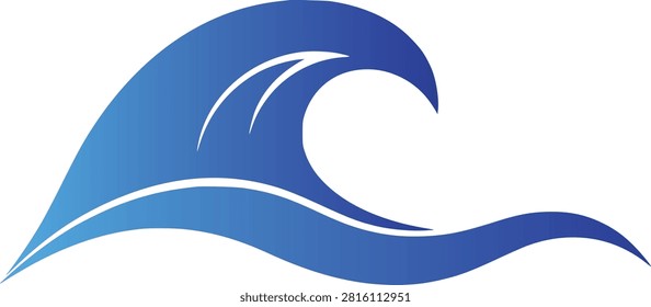 Water Wave Icon Vector Ocean Sea Ripple Flow Splash Liquid Marine Aqua Surf Tide Nature Motion Symbol Minimal Graphic Design Isolated Editable Artwork with transparent background