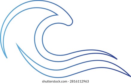 Water Wave Icon Vector Ocean Sea Ripple Flow Splash Liquid Marine Aqua Surf Tide Nature Motion Symbol Minimal Graphic Design Isolated Editable Artwork with transparent background