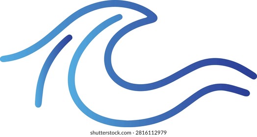 Water Wave Icon Vector Ocean Sea Ripple Flow Splash Liquid Marine Aqua Surf Tide Nature Motion Symbol Minimal Graphic Design Isolated Editable Artwork with transparent background