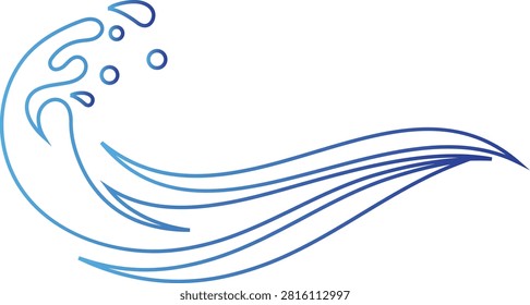 Water Wave Icon Vector Ocean Sea Ripple Flow Splash Liquid Marine Aqua Surf Tide Nature Motion Symbol Minimal Graphic Design Isolated Editable Artwork with transparent background