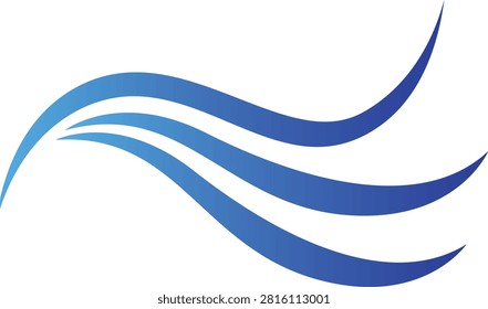 Water Wave Icon Vector Ocean Sea Ripple Flow Splash Liquid Marine Aqua Surf Tide Nature Motion Symbol Minimal Graphic Design Isolated Editable Artwork with transparent background