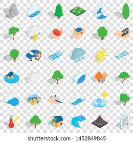 Water wave icons set. Isometric style of 36 water wave vector icons for web for any design