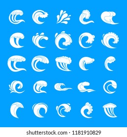 Water wave icons set. Simple illustration of 25 water wave vector icons for web