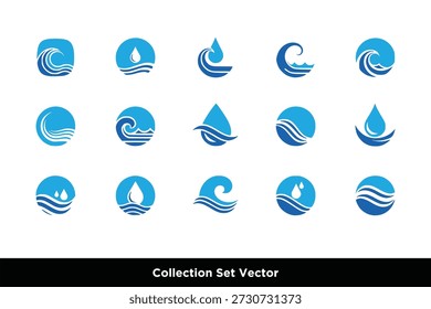 Conjunto de iconos de olas de agua Vector, Naturaleza Líquido y símbolos de salpicadura de océano