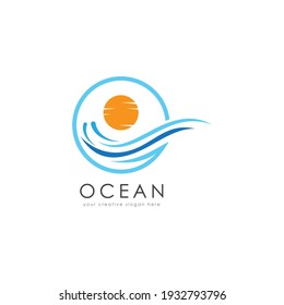 Water Wave illustration logo template vector